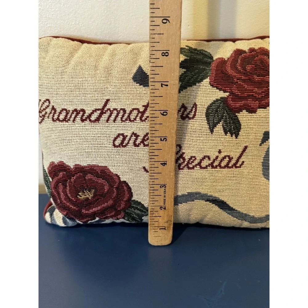 Vintage Needlepoint Pillow Cottagecore Granny Chic Pregnancy Announcement‎ 8x11
